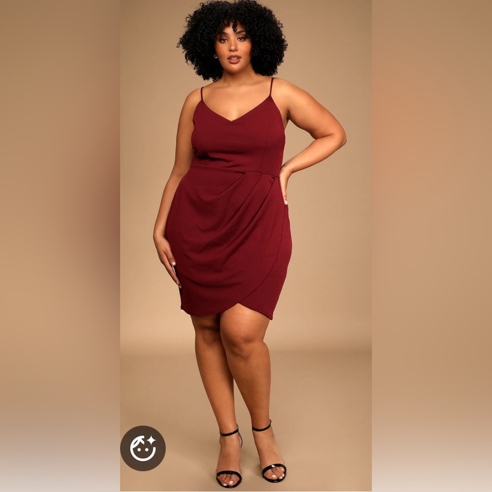 LULUS Plus size top 10 Wedding dress Elegant Burgundy Dress EXCELLENT